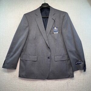 Stafford Essentials Mens Sport Coat Blazer Houndstooth Single Breasted Navy Gray